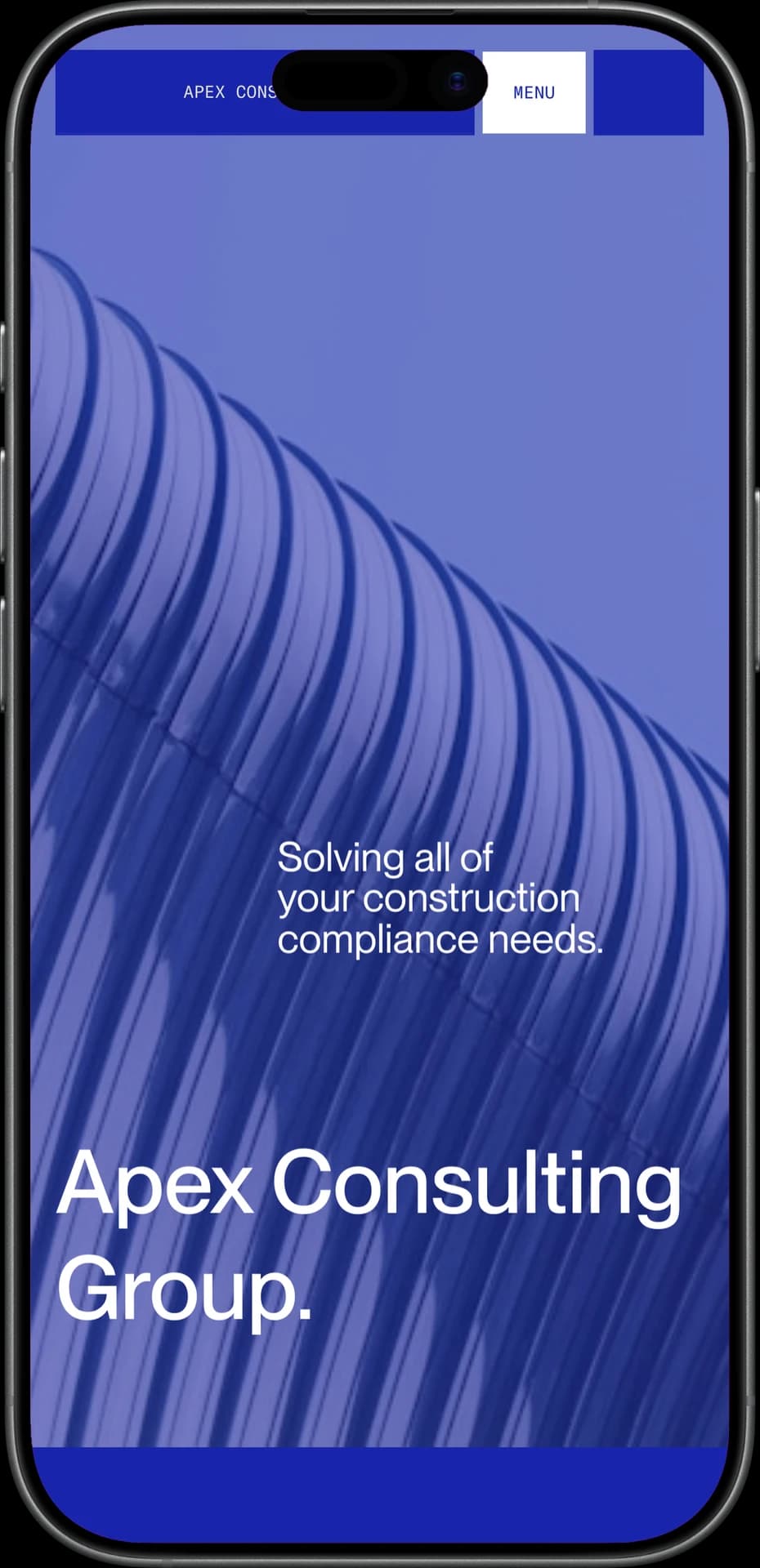 Apex Consulting Group homepage on mobile