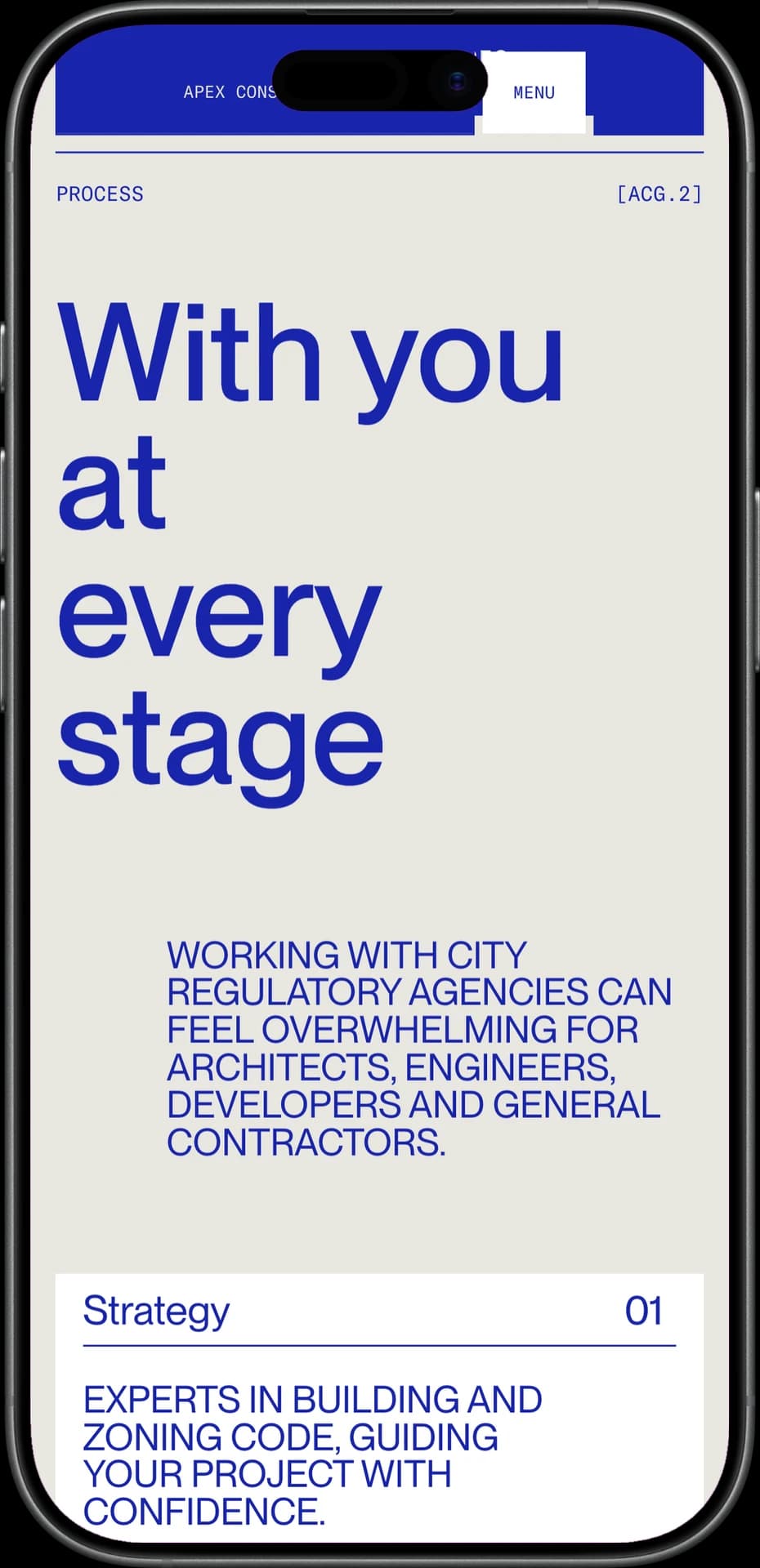 Apex Consulting process section on mobile