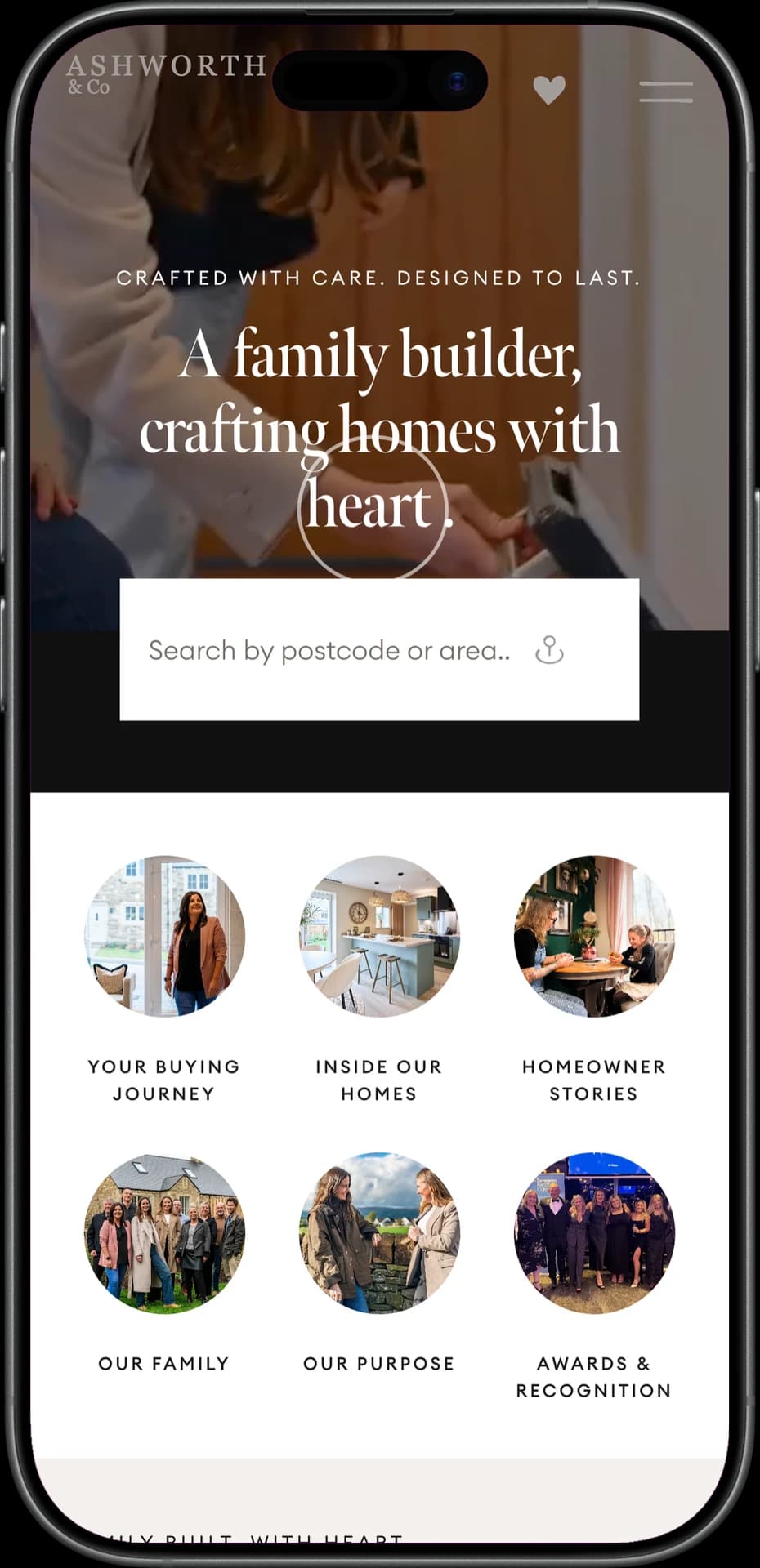 Ashworth & Co homebuilder website on mobile