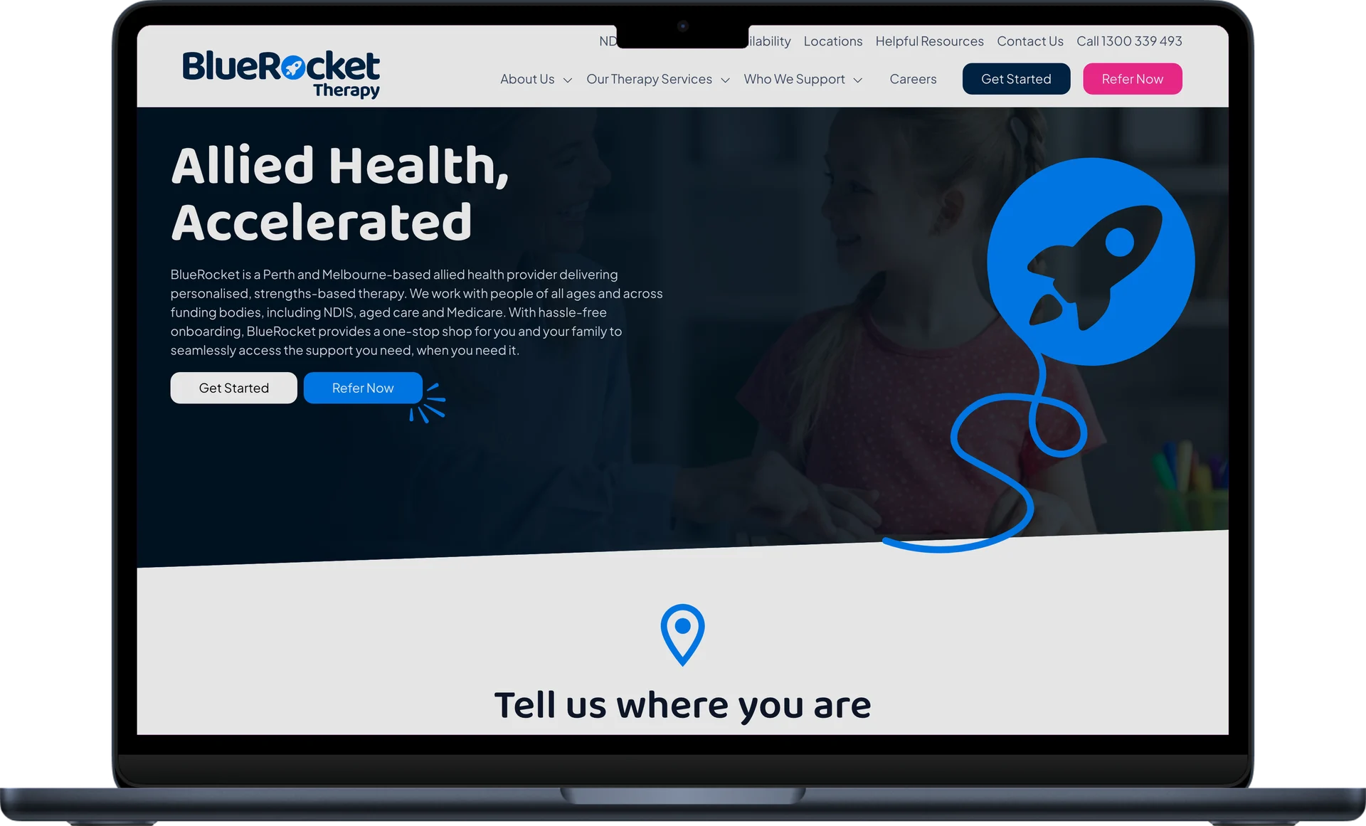 BlueRocket Therapy: The current BlueRocket website, which we manage and extend. Original design by Ozone.