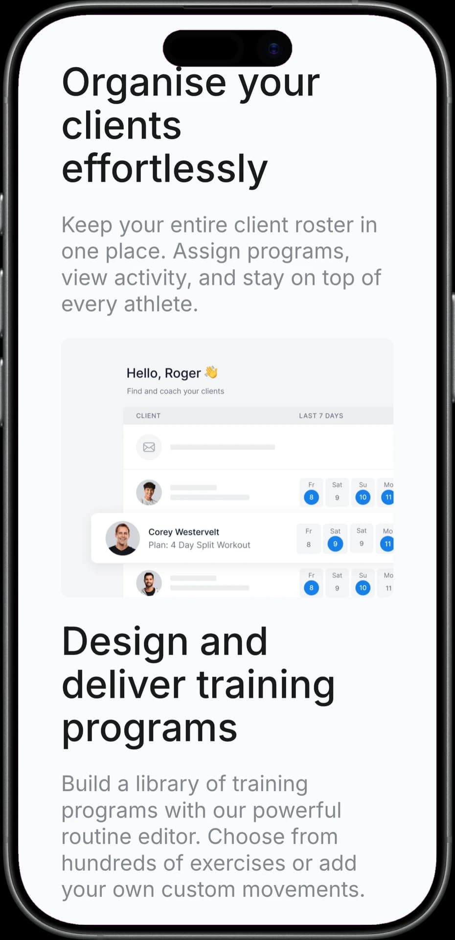 Coach Kit features on mobile