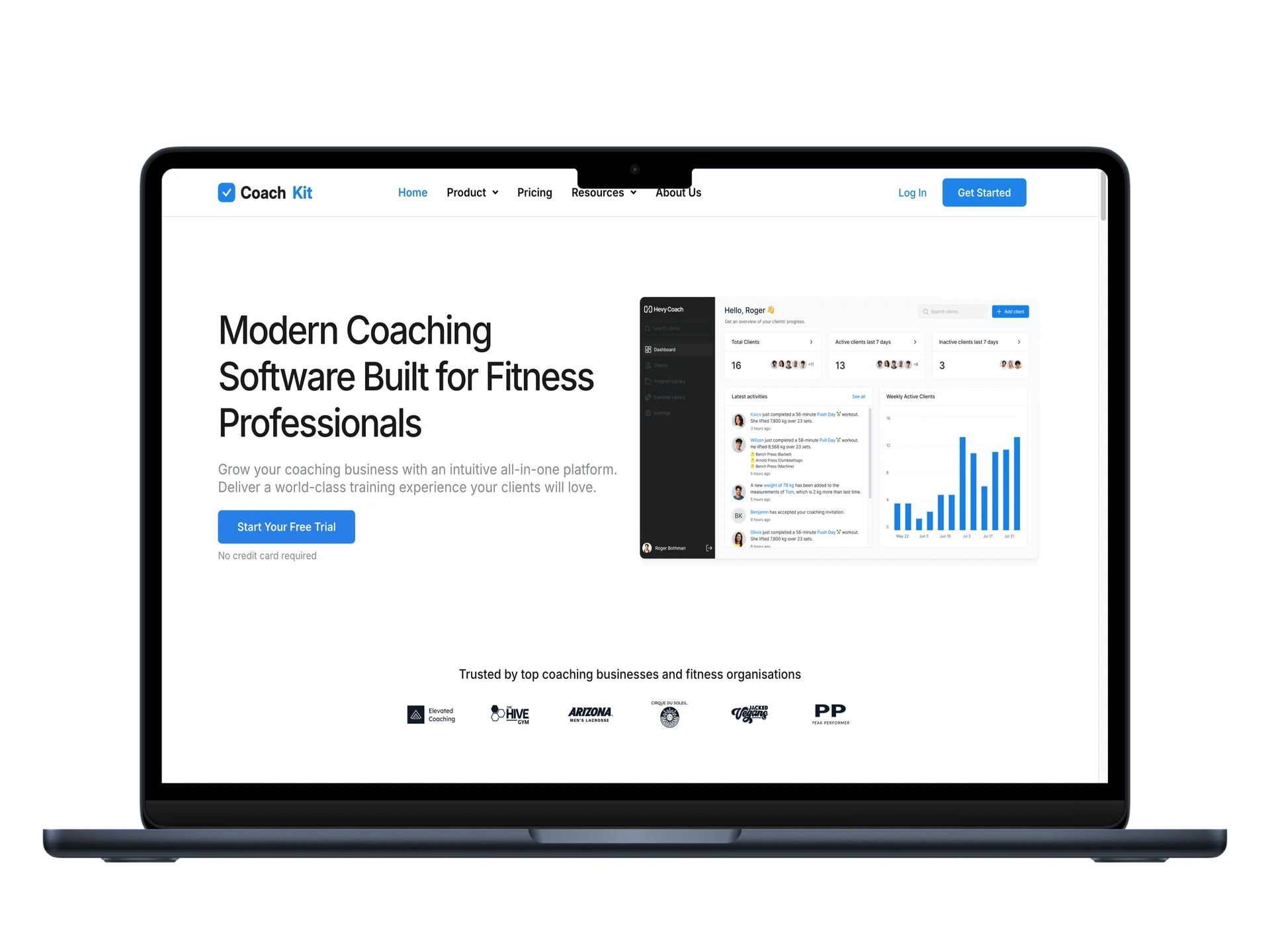 Coach Kit coaching software homepage on desktop