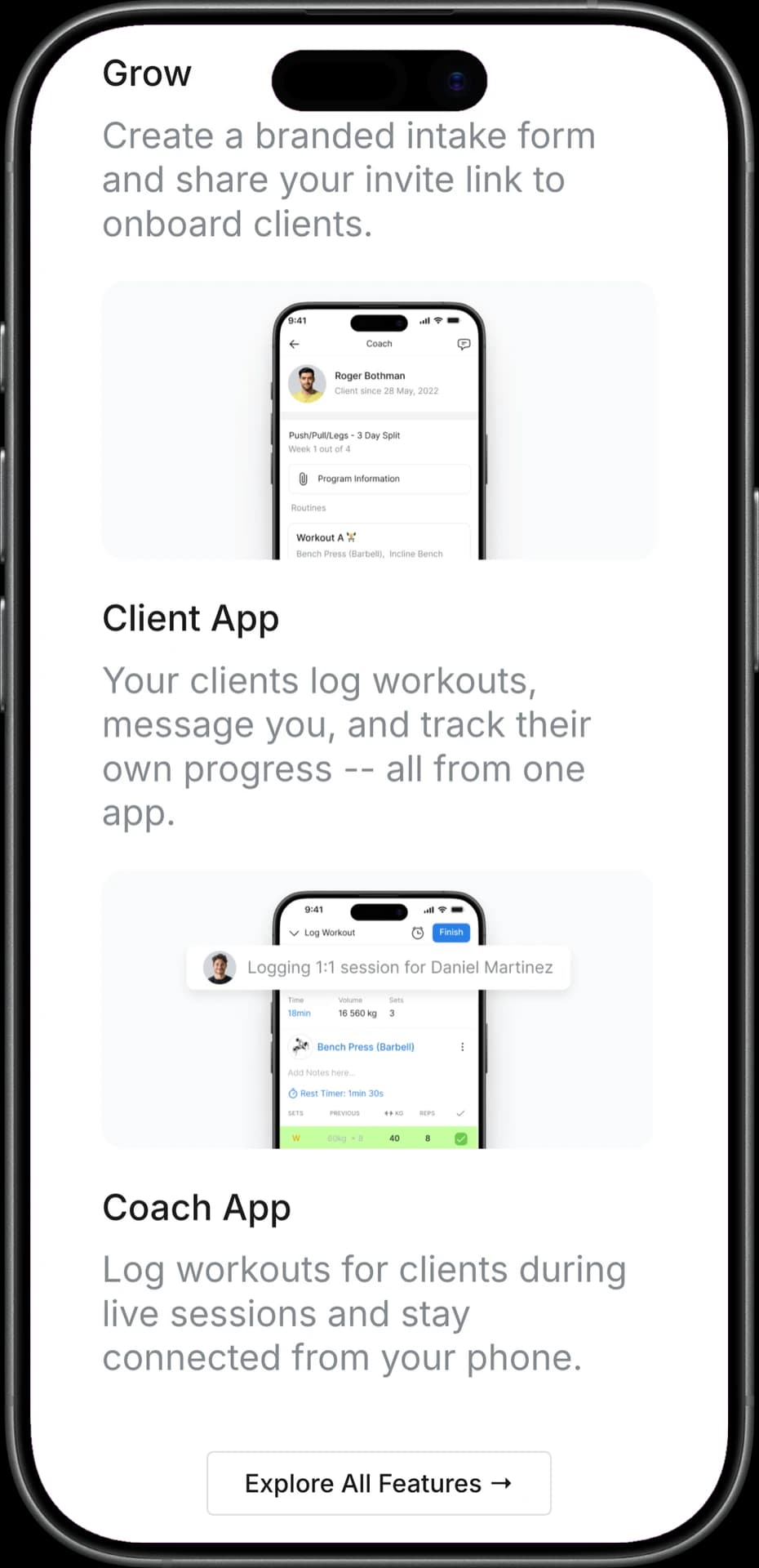 Coach Kit features on mobile