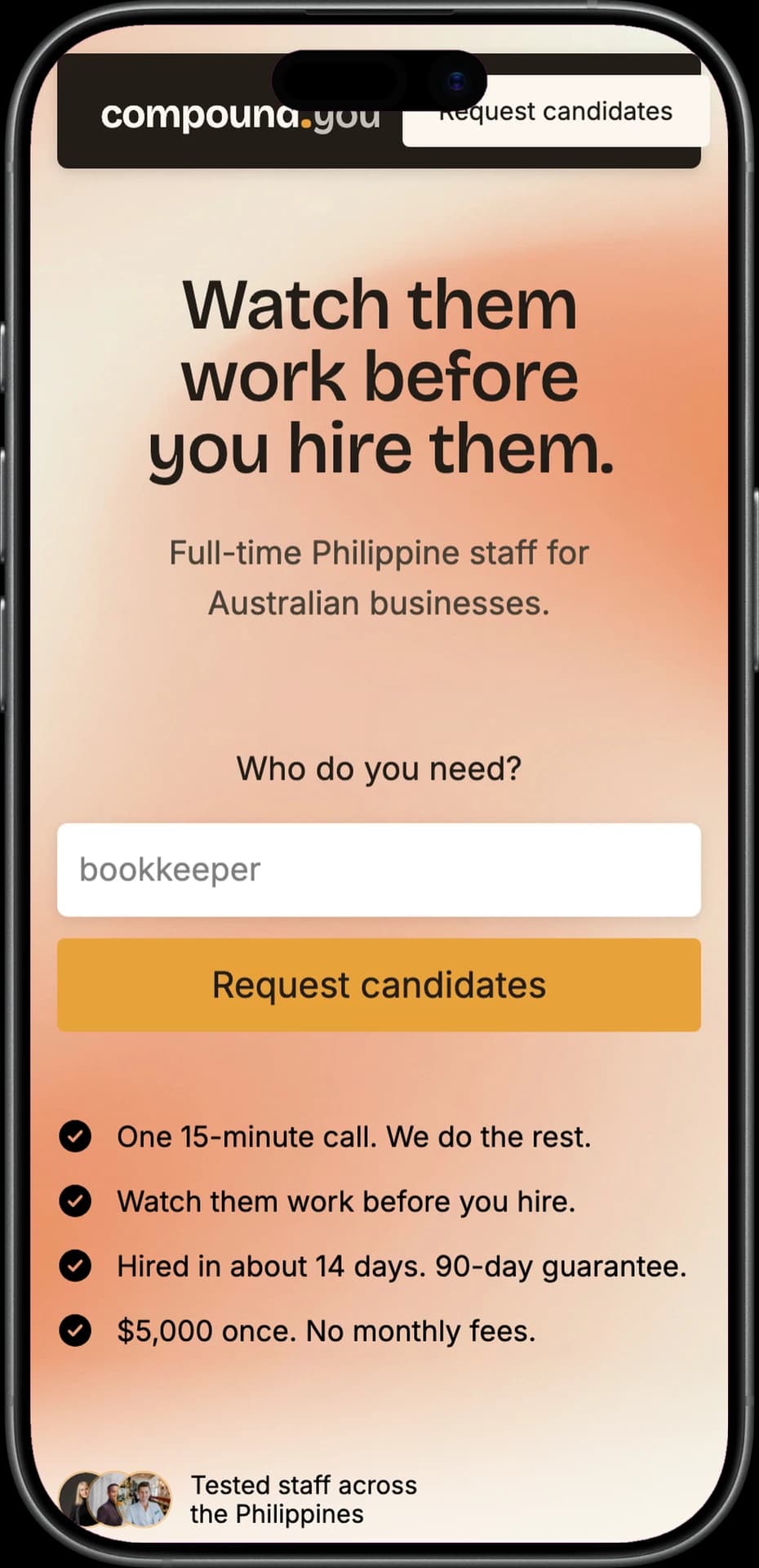 Compound homepage on mobile