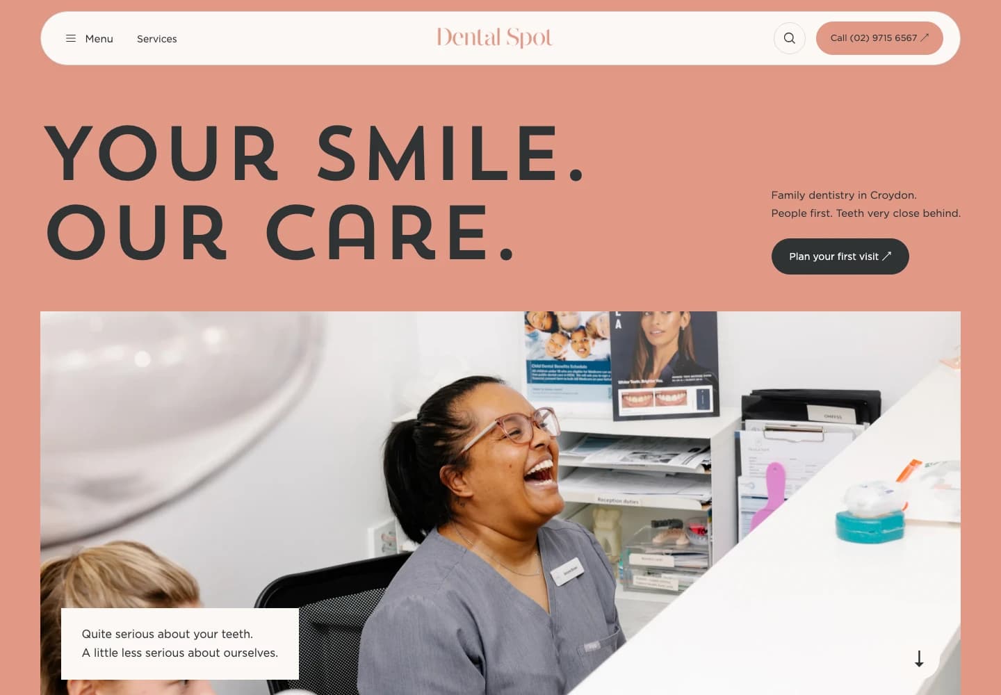 Dental Spot desktop homepage design