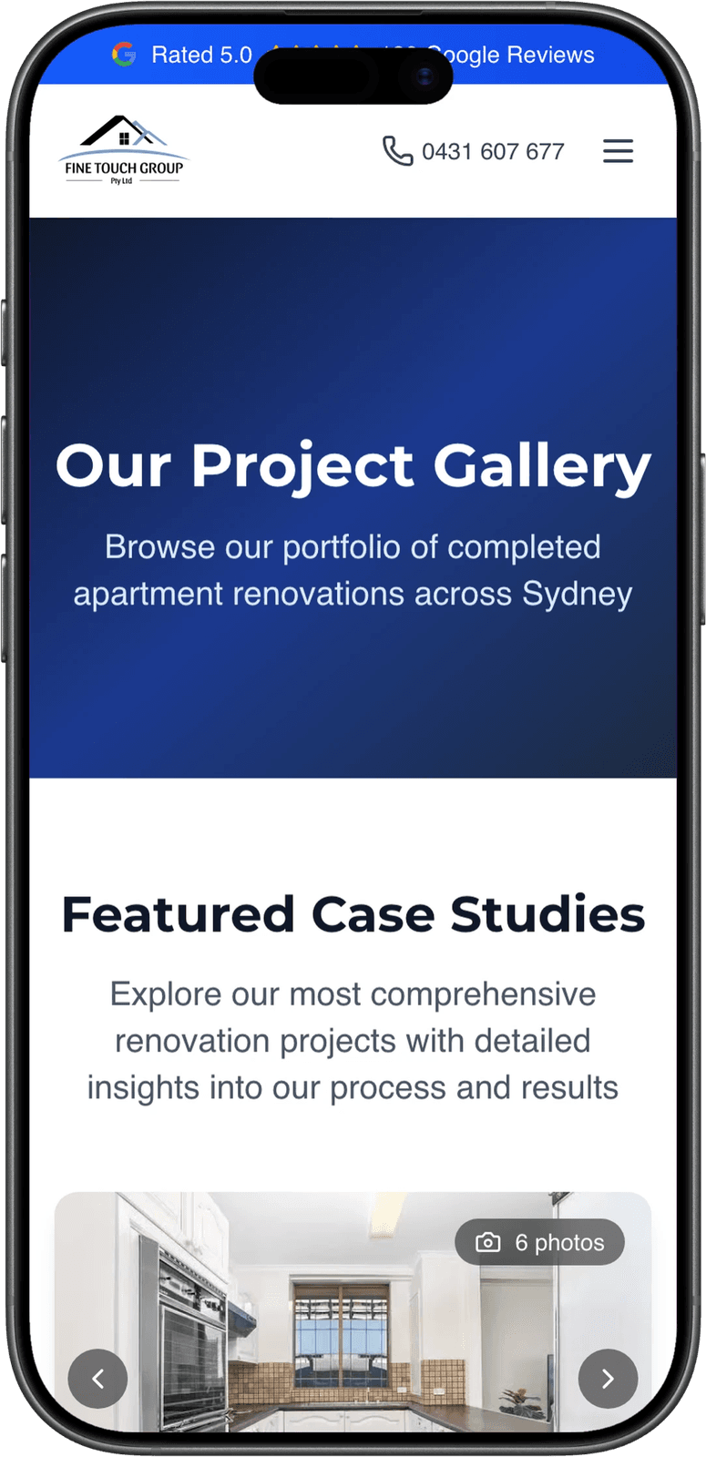 Project gallery on mobile