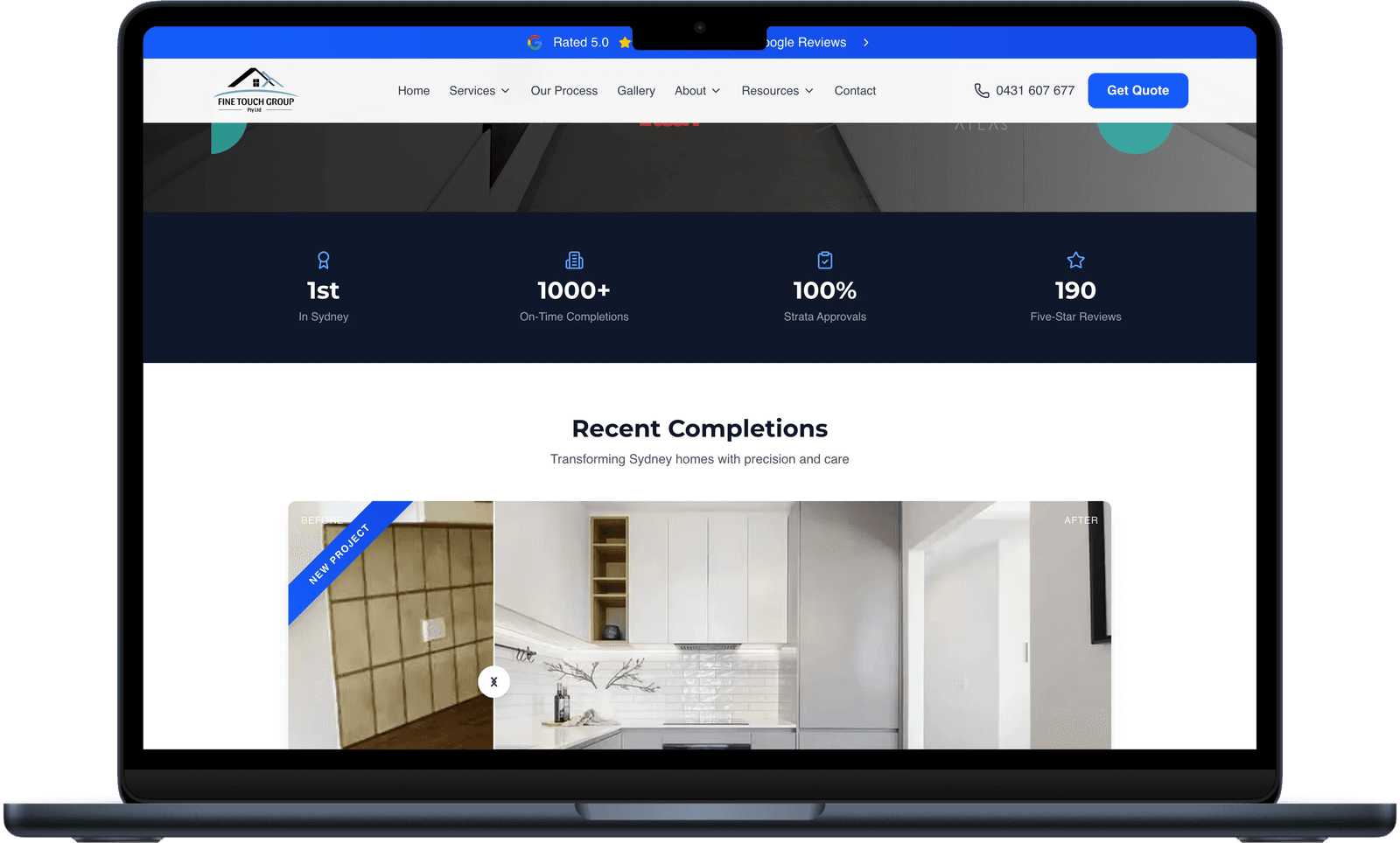 Fine Touch Group website after the rebuild
