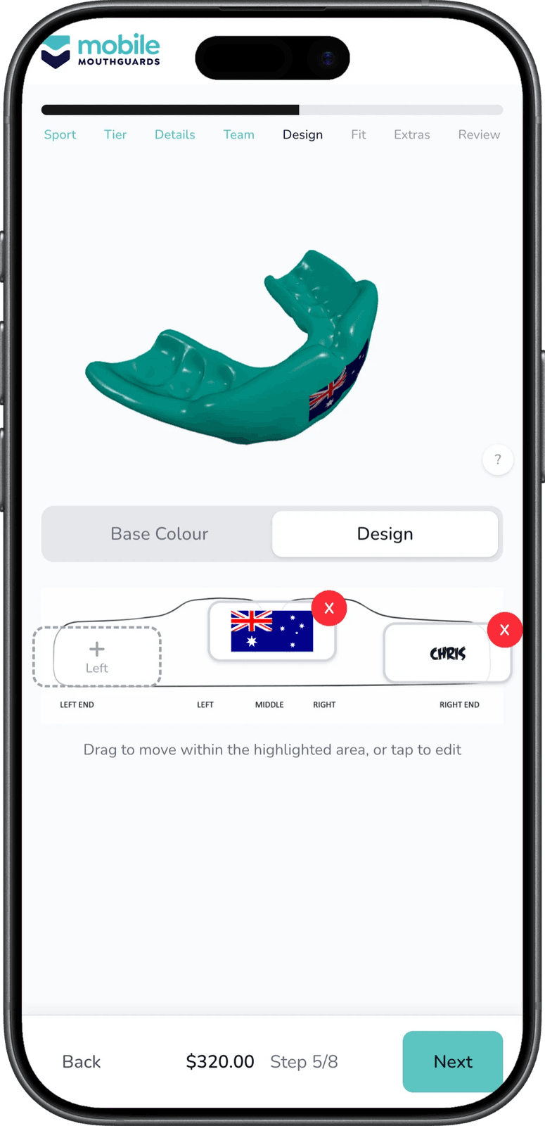 Mobile Mouthguards 3D configurator on mobile