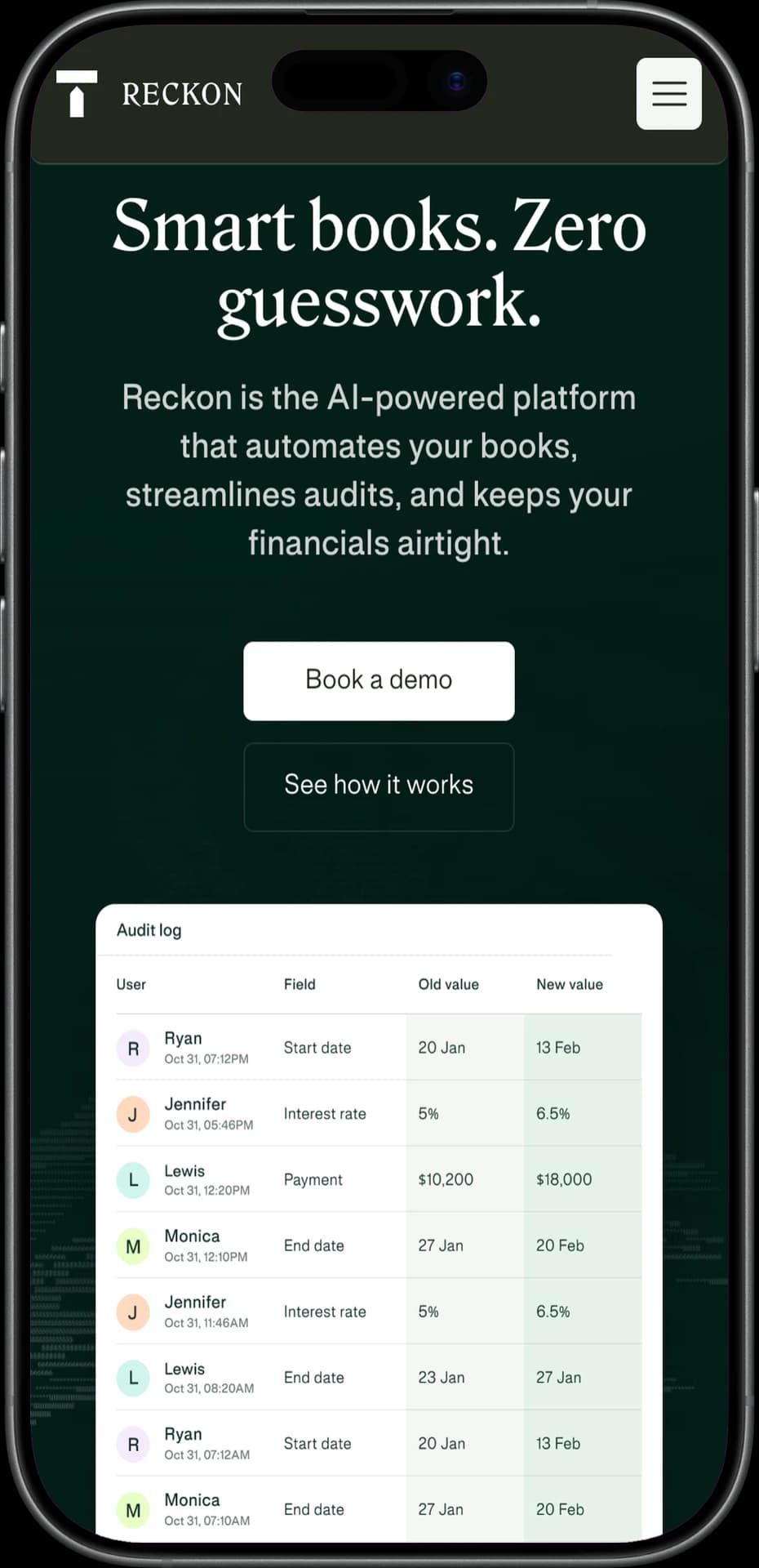 Reckon AI accounting platform on mobile