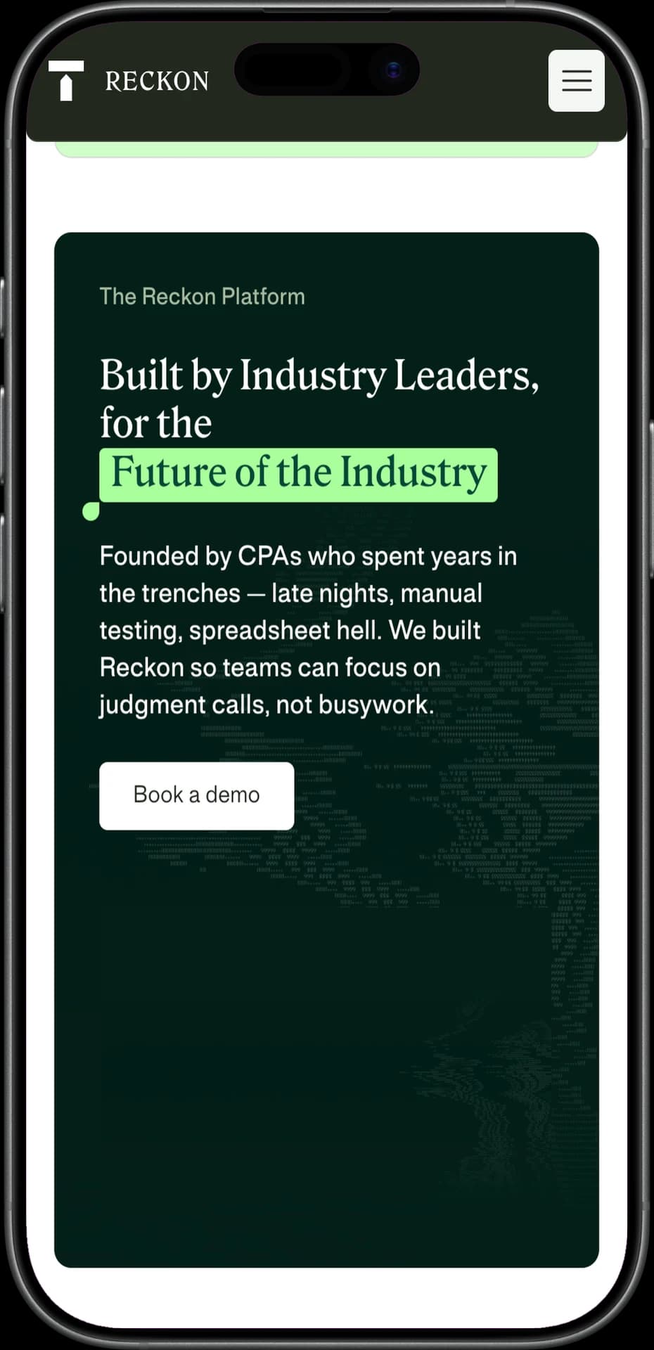 Reckon leaders section on mobile