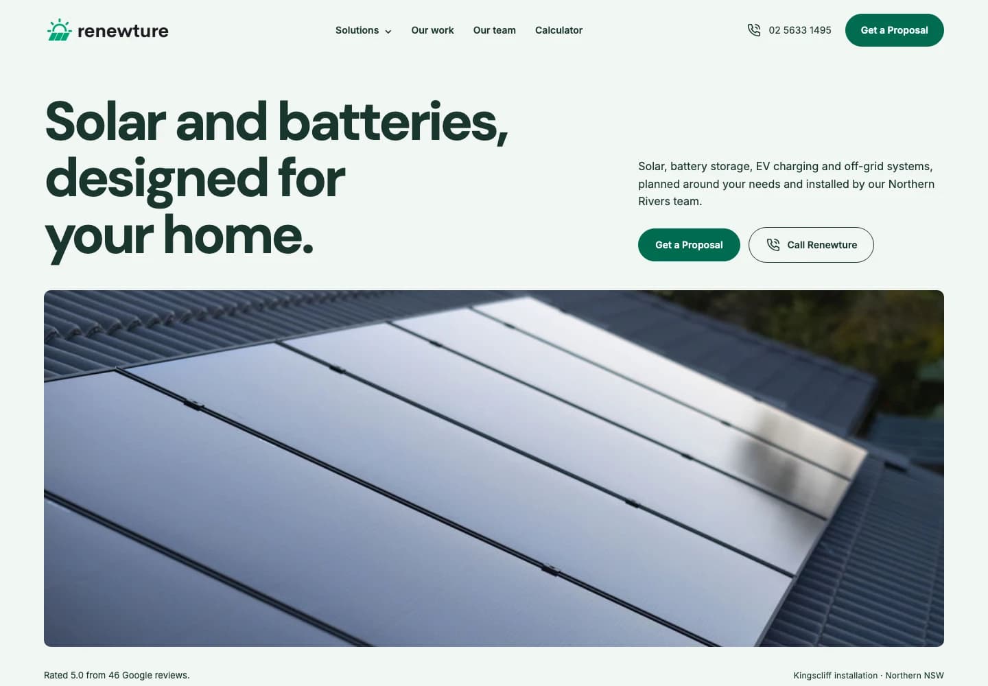 Renewture desktop homepage design