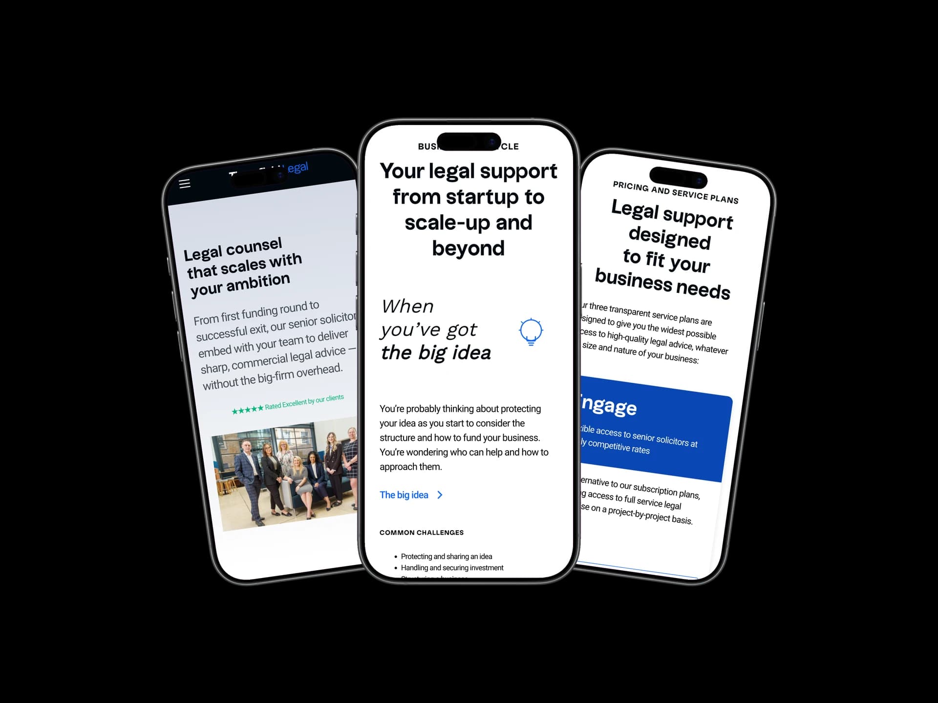 Thornfield Legal website displayed on three iPhones