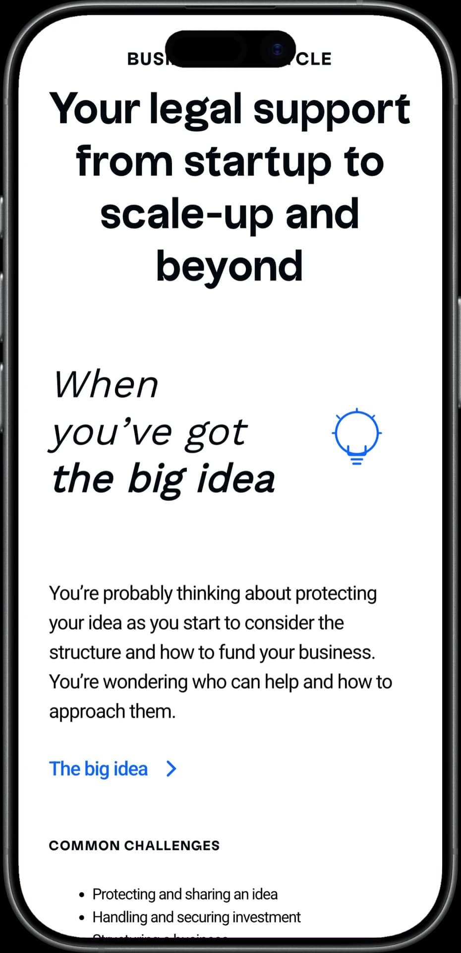 Thornfield Legal business lifecycle on mobile