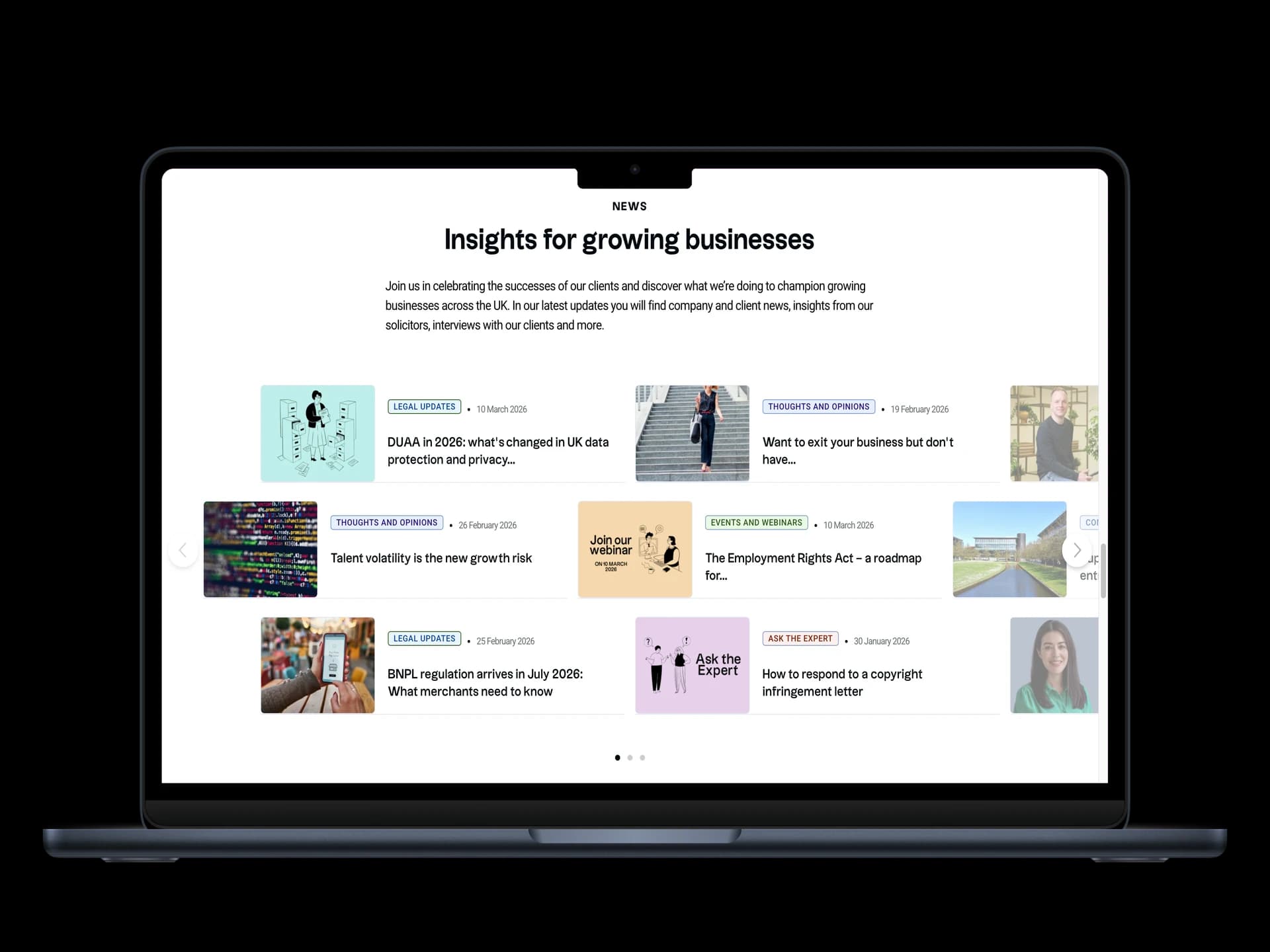 Thornfield Legal news and insights section